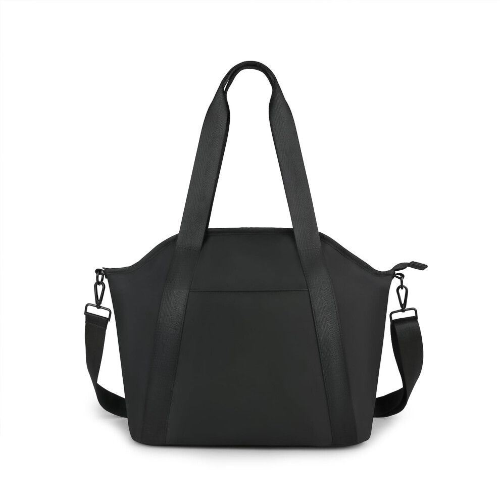 Diaper Bag Tote For Women Leather Messenger Style Wet Bag Stroller Hooks Black