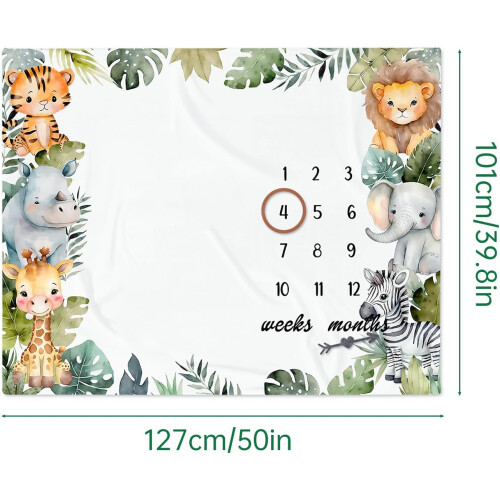 Newborn Swaddle Large Polyester Blanket 101x127cm Giraffe Pattern Monthly Milestone 1