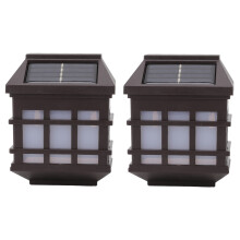 2 PCS LED Solar Wall Light Outdoor Rainproof 115x90x65mm White