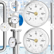 Termometro per tubi da 63mm Termometro per tubi 304 in acciaio inox zincato Manutenzione idraulica per tubi dell'acqua calda
