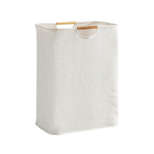Foldable Laundry Basket, Versatile Storage Solution for Home Organization, Waterproof Laundry Hamper with Wooden Handles, Large Capacity Collapsible