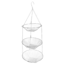 Hanging Fruit Basket Organizer, Versatile Function 3-Tier Kitchen Hanging Fruit Baskets, Practical and Sleek Design Iron Wire Storage with Adjustable