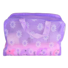 Nécessaire de maquiagem feminina em PVC, com estampa floral, à prova d'água, organizador de artigos de higiene pessoal com compartimentos