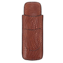 Portable Cigar Case, Convenient Cutter Pocket Elegant Leather Texture Travel Humidor with Exquisite Sewing Craft, Woven Pattern Design for Outdoor