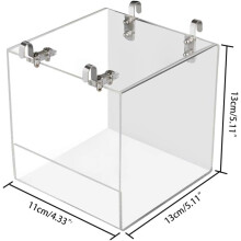 Bain d'oiseaux suspendu en forme de cube, baignoire transparente avec crochets en acier inoxydable, baignoire de douche étanche en acrylique pour