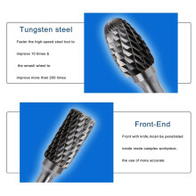 Hartmetall Drehgrat Set 12mm Kopf mit Doppelt Geschnittener Schaftfeile für Bohrer, Polieren, Gravieren,10 Paket