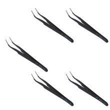 5X Edelstahl Anti Magnetische Anti Statische Gebogene Spitzen Pinzette