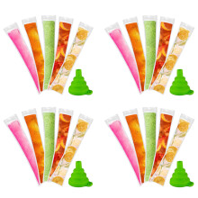 Disposable Bags 240Pcs Freezer Tubes, Ice Bags with Funnel and Ice Sleeves for Juice, Ice Candy Pops, Fruit