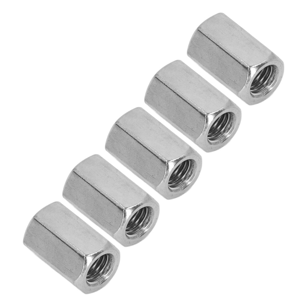Hex Connection Nut M12 X 1.75 30Mm Stainless Steel Silver 5Pcs 9371371400258