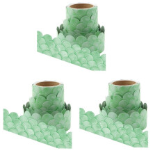 3X 20M Verde Ombre Festoneado Bordes del Tablero de Anuncios Arco Iris Bordes Rectos Decoración de la Escuela O El Aula