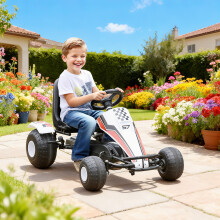 HOMCOM Child's Racing-Style Pedal Go Kart w/ Brake Gears Steering Wheel Seat