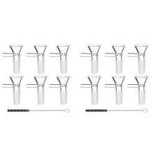 Tigela de 14 mm - Funil de Vidro Transparente, 12 Peças de Funil de Vidro Pequeno CientíFico com Escova de Limpeza