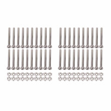 M2 x 20mm Long Hex Socket Knurled Cap Screws Bolts Nuts Set 40Pcs