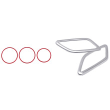 Abs Chrome Dashboard Air Conditioning Vent Trim Stickers with 3Pcs Car Adjustment Knob Ring Cover Trim Red