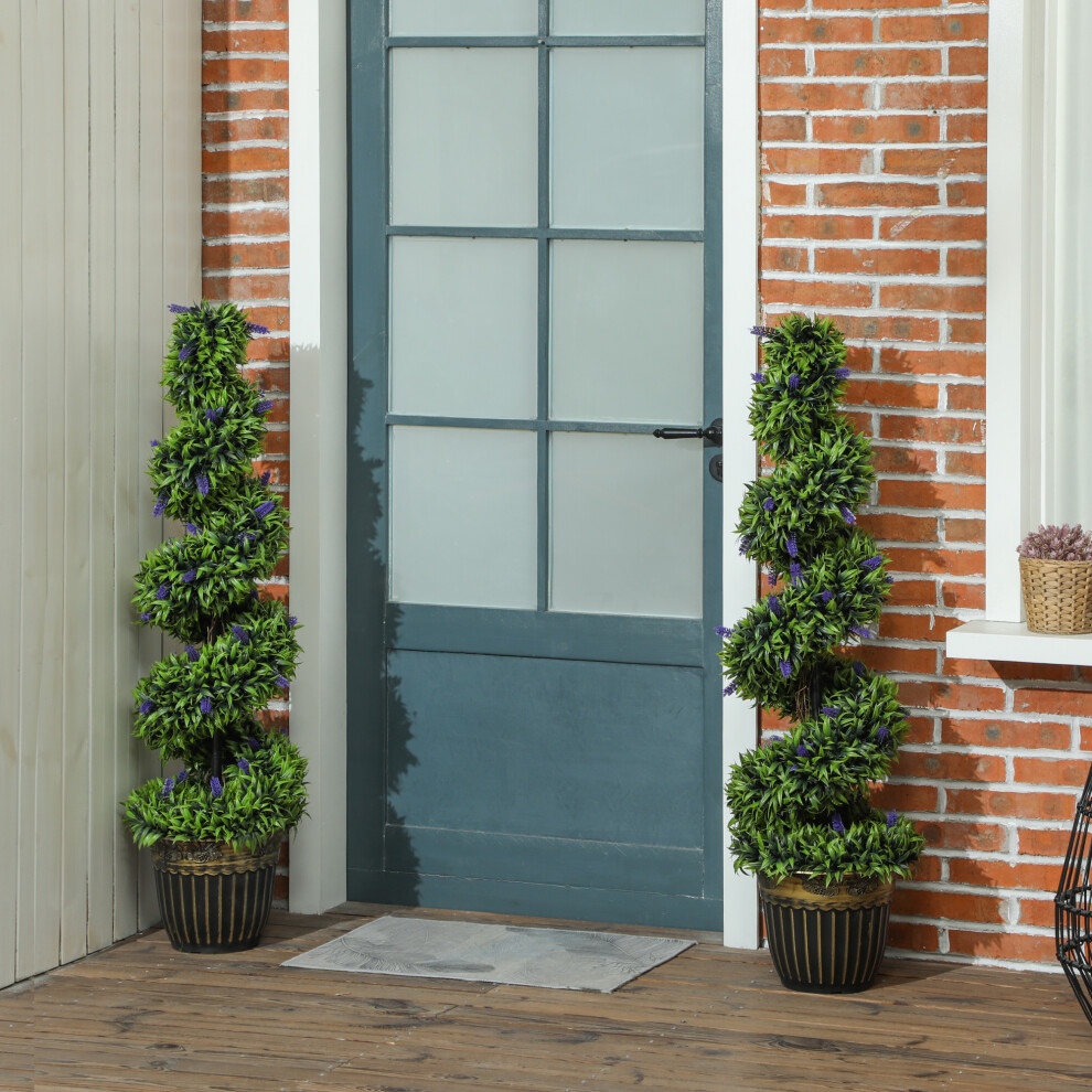 Homcom Set Of 2 Decorative Artificial Plants With Lavender And Pot, 115Cm