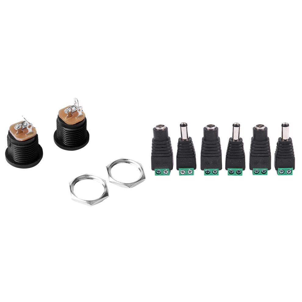 6 Pcs 5.5X2.1mm Female + Male Cctv Power Connector Adapter With 10 Pcs Panel Mount 2.1X5.5mm Power Jack Socket 6033286074636