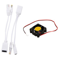 Passive Power over Ethernet PoE Adapter Injector + Splitter Kit with 3010S 12V 0.06A Brushless Cooling Fan