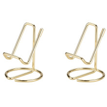 2X Business Visitenkarten Halter für Schreibtisch, Metall Business Visitenkarten Ständer, Büro Desktop Namen Karten Halter (Gold)