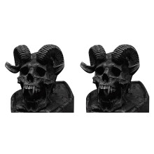 2 Pcs Punk Satan Goat Skull Stainless Steel Locomotive Ring Men'S Gothic Jewelry Gift Skull Personality, US10 & US11