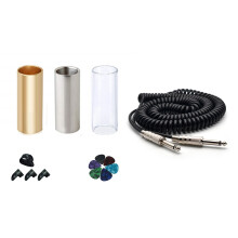 2 Set Musical Instrument Accessories: 1 Set Guitar Slide Set & 1 Pcs 6.35/6.5 Guitar Bass Audio Cable Shield Wire 5M