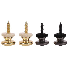 4Pcs Wool Copper Guitar Strap Lock Locking Pegs Pins Mushroom Shape End Button, 2 Pcs Black & 2 Pcs Gold