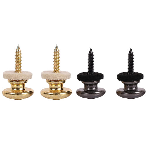 4Pcs Wool Copper Guitar Strap Lock Locking Pegs Pins Mushroom Shape End Button, 2 Pcs Black & 2 Pcs Gold