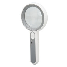 Rechargeable Handheld Magnifier with LED Light, 6x/12x, 65mm Lens