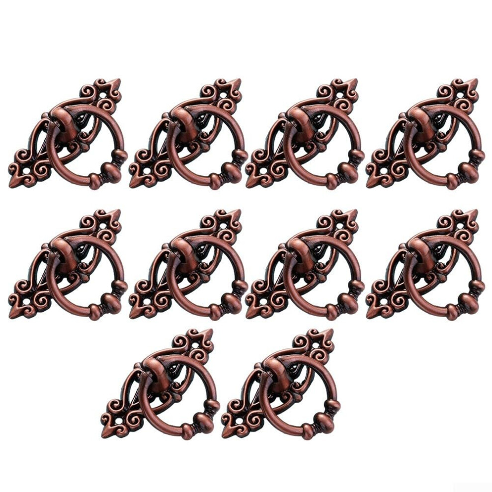10Pcs Vintage Red Bronze Cabinet Handles And Drawer Pulls With Screws, Durable Zinc Alloy 9426802506396