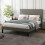 Homcom HOMCOM Double Bed Frame with 5-Level Adjustable Headboard Wooden Slats 1