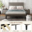 Homcom HOMCOM Double Bed Frame with 5-Level Adjustable Headboard Wooden Slats 6