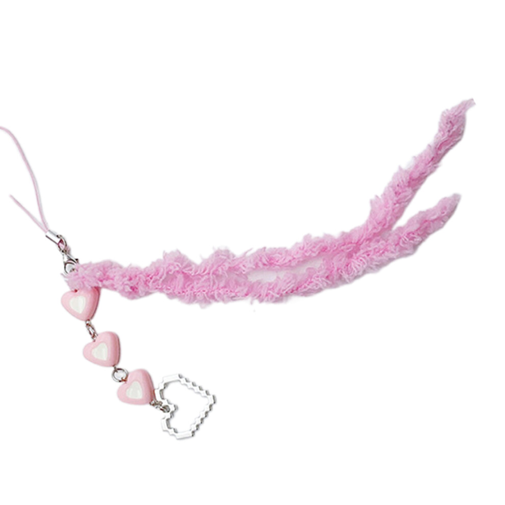 Sweet Heart Butterfly Bead Phone Charm Straps Car Key- Pink 7732000840593