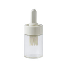 Silicone Oil Brush with Glass Bottle, 2 in 1 Leak Proof Heat Resistant for Cooking Baking Grilling White