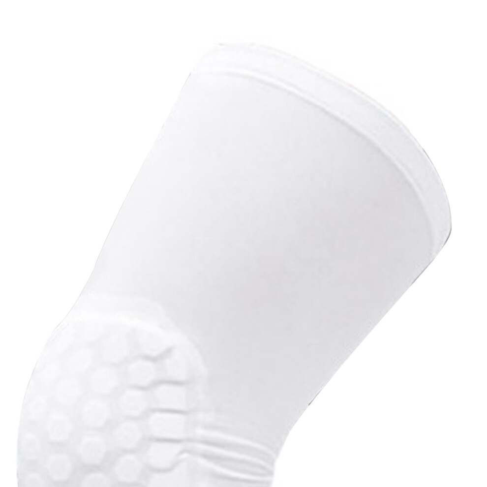 White 2Pcs Unisex Honeycomb Compression Knee Sleeve For Basketball, M,