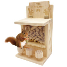 Outdoor Squirrel Feeder Wooden Picnic Table with 3 Chairs, WeatherResistant Hanging Design for Fence or Tree