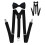 Black Elastic Bowtie Suspender Set for Office, Adjustable Clip-On 12