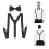 Black Elastic Bowtie Suspender Set for Office, Adjustable Clip-On 11