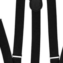 Black Elastic Bowtie Suspender Set for Office, Adjustable Clip-On