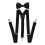 Black Elastic Bowtie Suspender Set for Office, Adjustable Clip-On 2