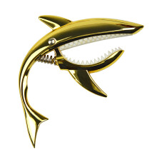 Zinc Alloy Shark Tone Clip Capo for Guitar, Ukulele & Mandolin, Gold