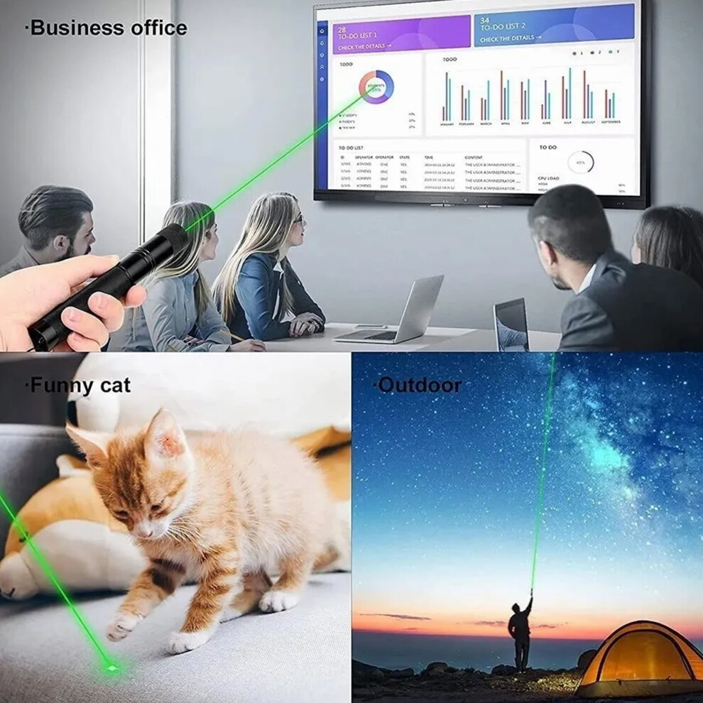 Laser Pointer Pen 3.7V Rechargeable Metal 6.2In Outdoor Keychain Green 6921371416075