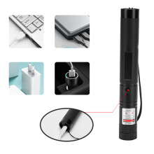 Pointeur laser métallique à lumière verte 3,7 V 100 mW, longueur de 6,2 pouces, finition anodisée noire