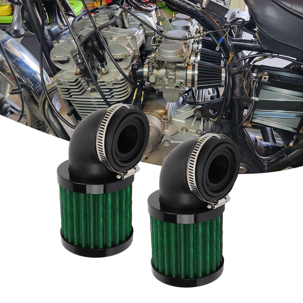 Universal 28-48Mm Motorcycle Air Filter Bend 90, Black/Green 4031380715143