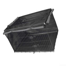 Dog Cage Cover 420D Oxford Cloth Waterproof Kennel Protector Indoor Outdoor Use Foldable Design Black 95x61x61 cm