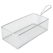 Frittierkorb aus Edelstahl mit Griffen aus Kunststoff, Frittierkorb mit Haken an der Vorderseite und robuster Konstruktion, Drahtgitter-Frittierkorb