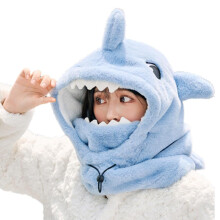 Winter Coldproof Ski Helmet Cover Z8V0 Fleece Soft Cartoon Shark Design Warm Headwear One Size Fits Most Helmets