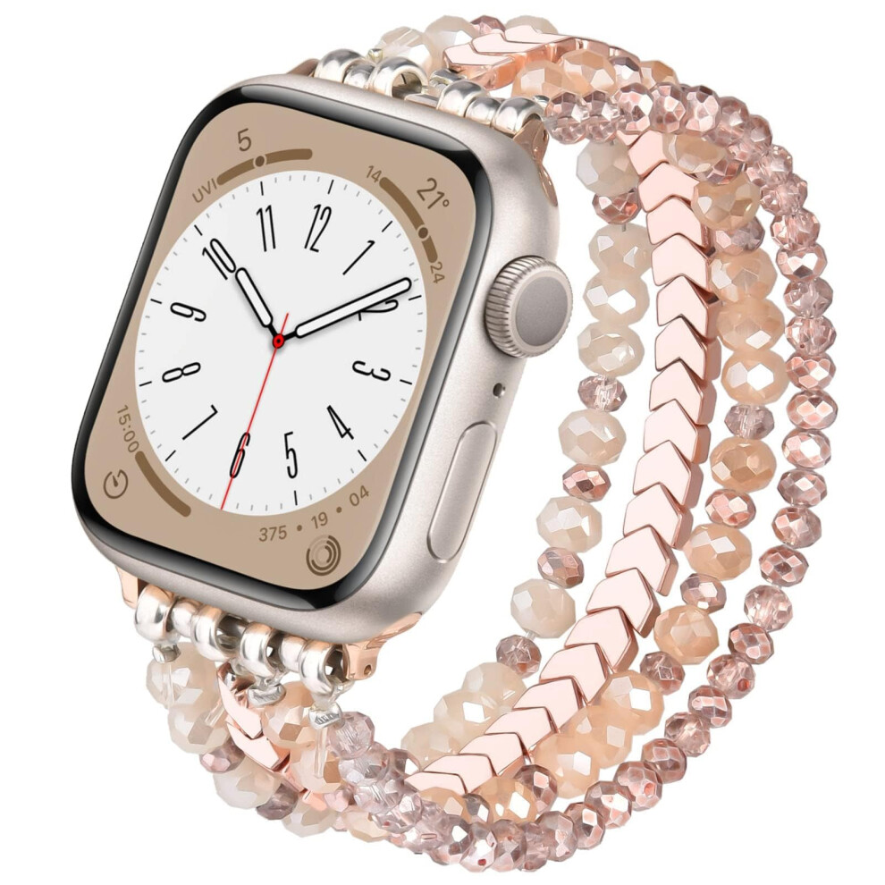 Beaded Straps Compatible With Apple Watch 46Mm 42Mm 44Mm 45Mm 49Mm Rose Iwatch Band Series Se 10 9 8 7 Gold 9382693746382