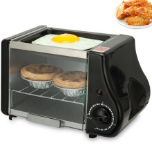 Mini Oven with Timer and KeepWarm, 2in1 Countertop Electric Oven for Baking and Heating, Black