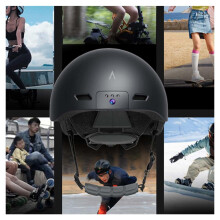 Bike Helmet With Bluetooth 1080p HD Action Camera For Adults Black With MultiMode Headlights And Warning Taillights