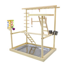 Bird Playground Bird Play Stand Wooden Bird Gym Playpen Perch Stand for Lovebirds and Small Parrots, Durable Design