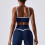 2-teiliger Navy-Yogahose für Damen, Größe 10/M, Spaghetti-Cross-Taille 5